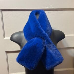 Vibrant Blue Faux Fur Scarf